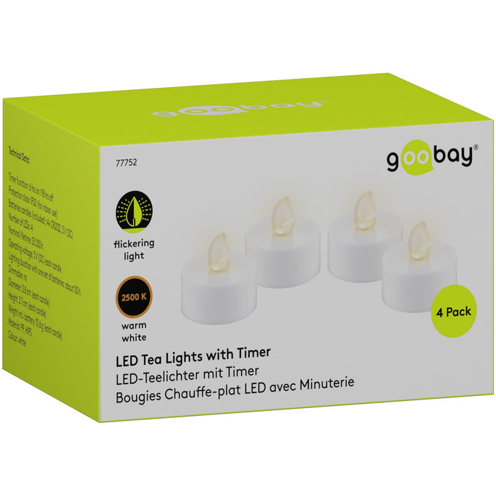 LED-Teelicht 4er mit 6h Timer & CR2032