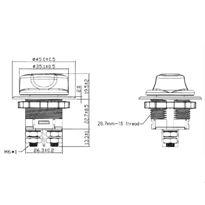 Batterietrennschalter 48V 100A M6 Einbau