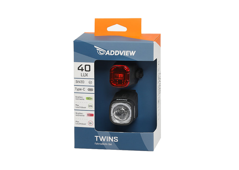Fahrrad-Leuchtenset TWINS ADDVIEW USB-C