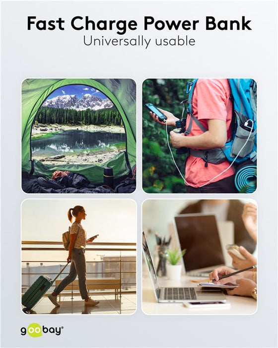 Powerbank 10Ah goobay 2-fach QC3.0 LCD