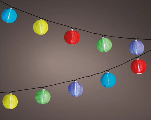 Solar LED Lampionkette weiß/bunt 10er