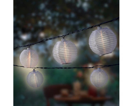 Solar LED Lampionkette weiß/bunt 10er
