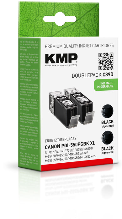 Tintenpatronen | Canon | PGI-550 XL | Schwarz | 2er Pack | KMP