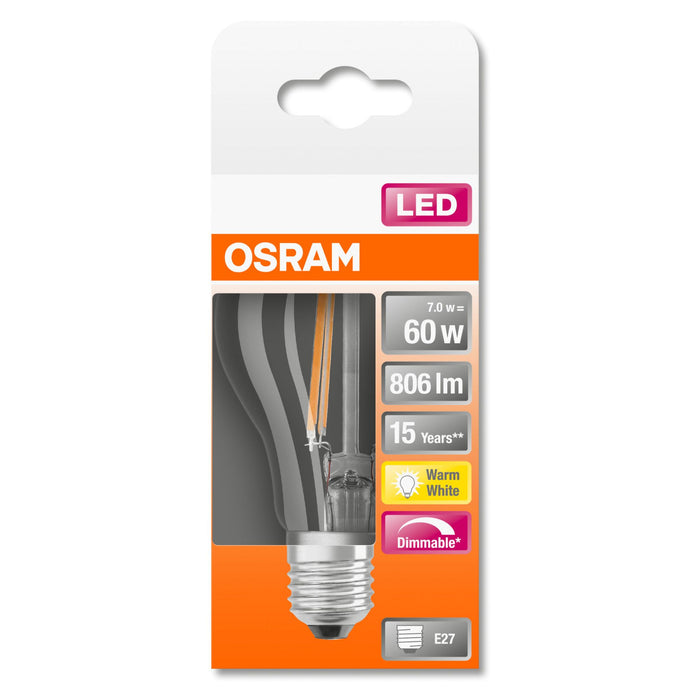 LED-E27 7W 806lm A60 DIM Filament Osram