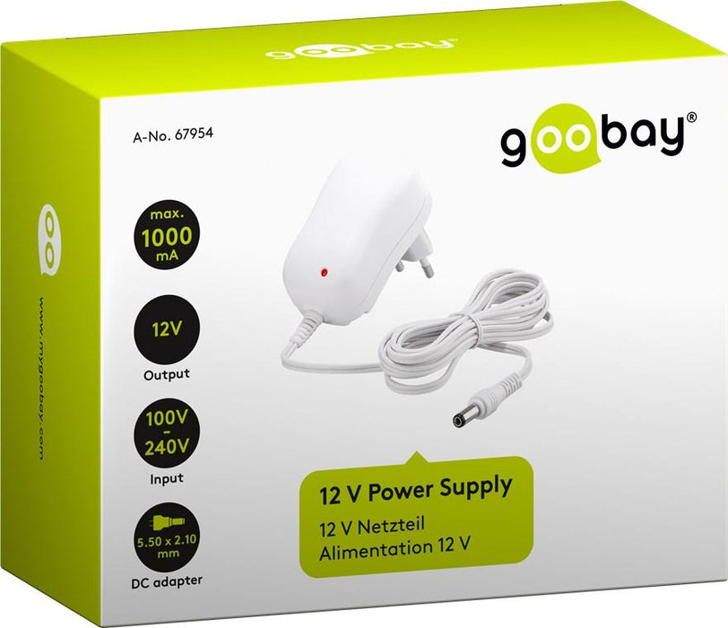 Netzteil DC 12V 1000mA (5.5x2.1) weiß