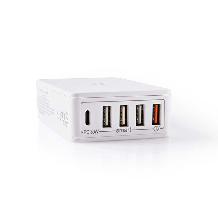 USB-C & A Netzteil 1+4 Port 63W QC NEDIS