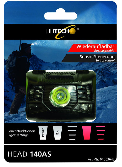 Stirnlampe 3W 140lm inkl. Akku, Heitech
