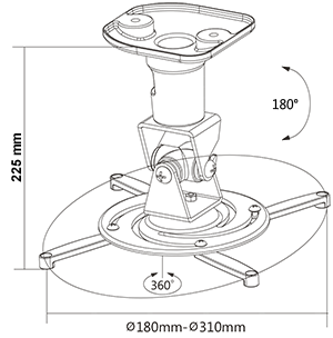 Deckenhalter für Beamer,Abstand 225mm